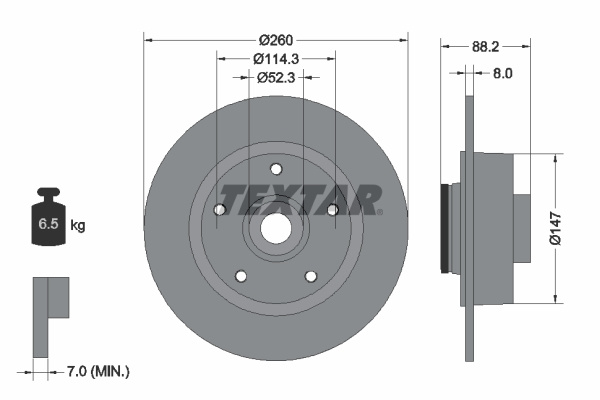 Disc frana puntea spate (92195903 TEXTAR) RENAULT