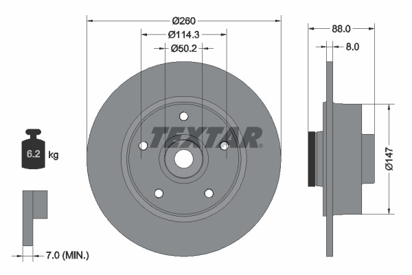 Disc frana puntea spate (92196003 TEXTAR) RENAULT,SAMSUNG