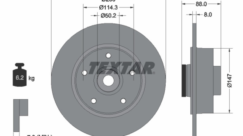 Disc frana puntea spate (92196003 TEXTAR) RENAULT,SAMSUNG