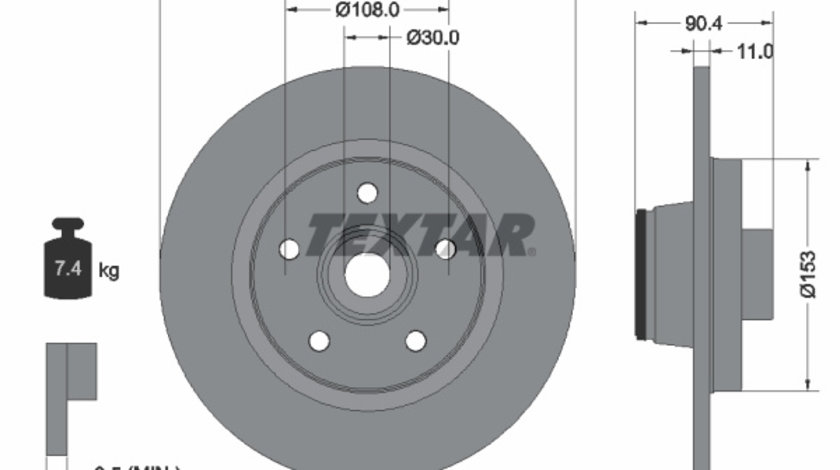 Disc frana puntea spate (92196200 TEXTAR) MERCEDES-BENZ,RENAULT