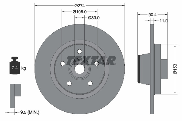 Disc frana puntea spate (92196203 TEXTAR) MERCEDES-BENZ,RENAULT