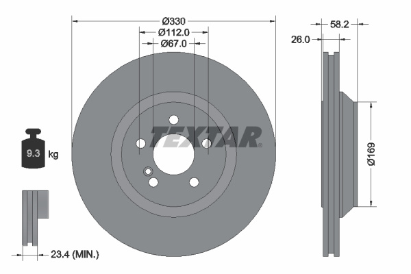 Disc frana puntea spate (92197903 TEXTAR) BRABUS,MERCEDES-BENZ
