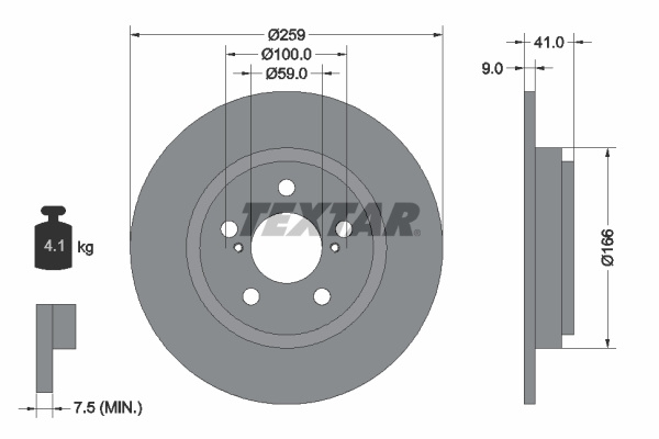 Disc frana puntea spate (92199800 TEXTAR) TOYOTA