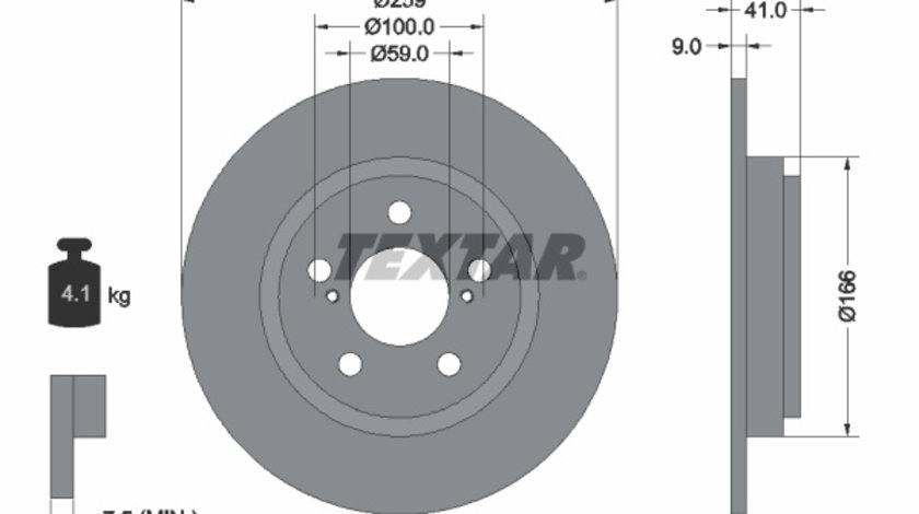 Disc frana puntea spate (92199800 TEXTAR) TOYOTA