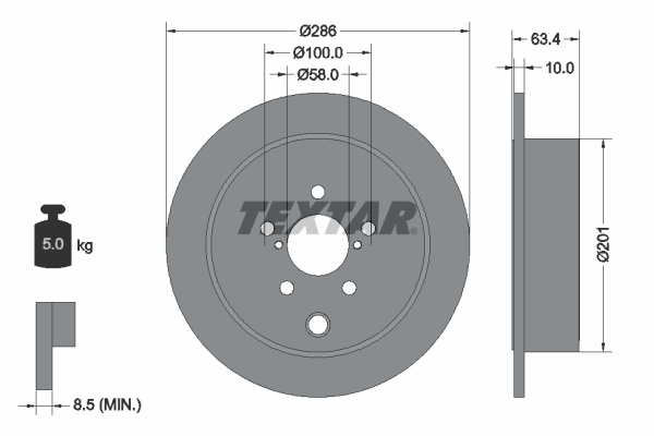 Disc frana puntea spate (92200000 TEXTAR) SCION,SUBARU,TOYOTA