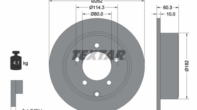 Disc frana puntea spate (92202903 TEXTAR) CHRYSLER,CHRYSLER (BBDC),DODGE,JEEP