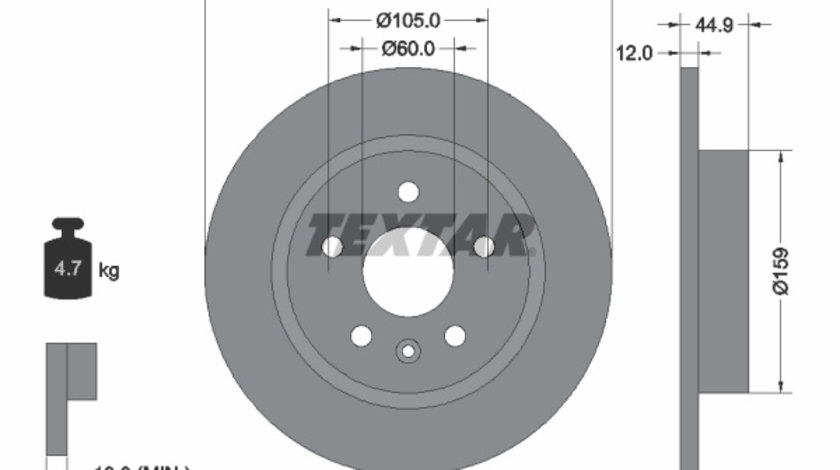 Disc frana puntea spate (92205503 TEXTAR) BUICK,BUICK (SGM),CHEVROLET,CHEVROLET (SGM),DAEWOO,HOLDEN,OPEL,VAUXHALL