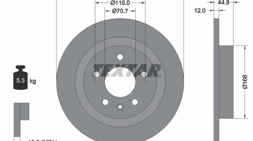 Disc frana puntea spate (92205703 TEXTAR) BUICK,BUICK (SGM),CADILLAC,CHEVROLET,CHEVROLET (SGM),DAEWOO,HOLDEN,OPEL,VAUXHALL