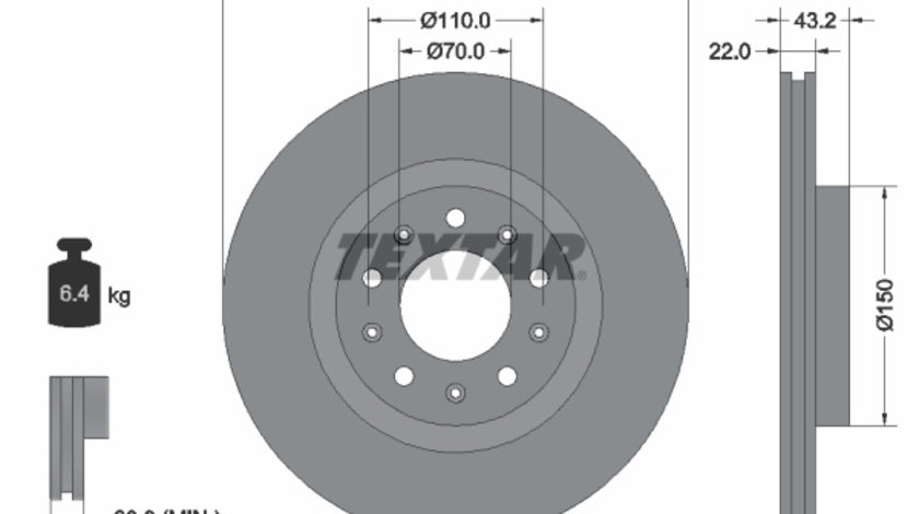 Disc frana puntea spate (92221103 TEXTAR) ALFA ROMEO