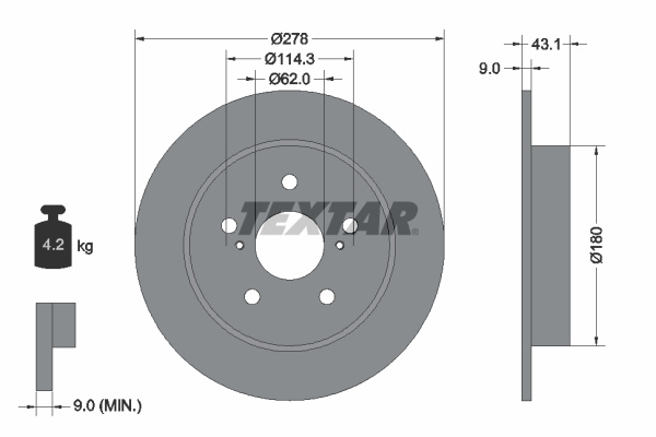 Disc frana puntea spate (92222300 TEXTAR) FIAT,SUZUKI
