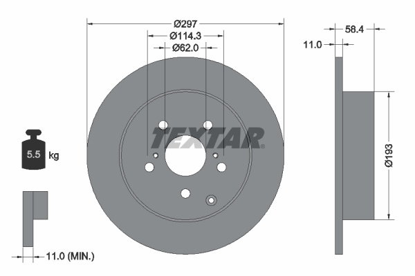 Disc frana puntea spate (92222500 TEXTAR) TOYOTA