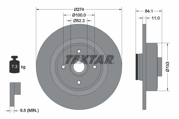 Disc frana puntea spate (92223203 TEXTAR) RENAULT