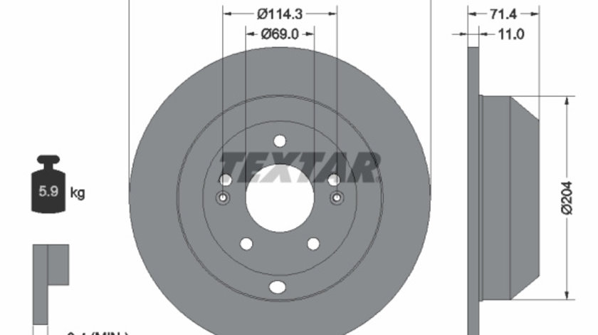 Disc frana puntea spate (92223403 TEXTAR) HYUNDAI,HYUNDAI (BEIJING),INOKOM,KIA,KIA (DYK),VENUCIA