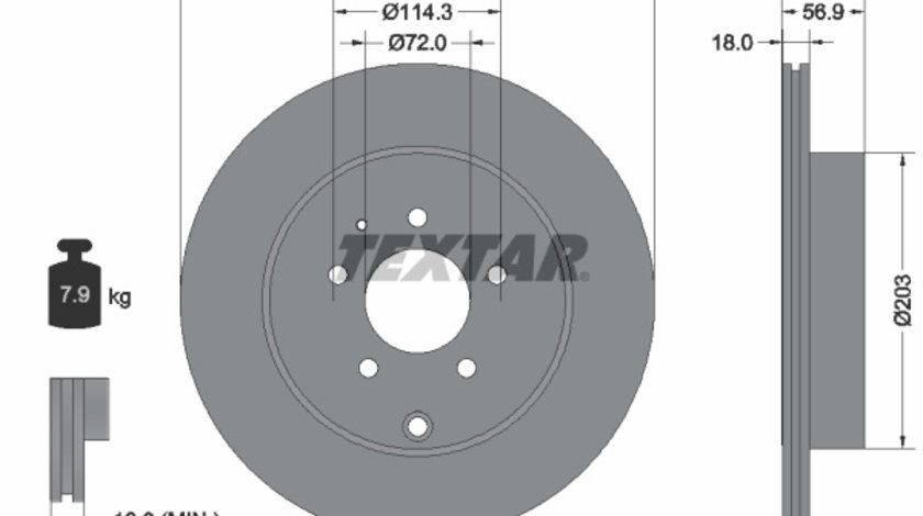 Disc frana puntea spate (92223603 TEXTAR) MAZDA