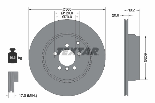 Disc frana puntea spate (92224803 TEXTAR) LAND ROVER