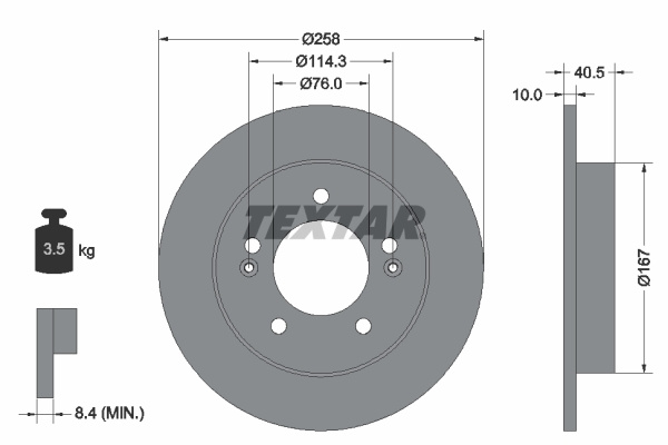 Disc frana puntea spate (92226103 TEXTAR) HYUNDAI,KIA