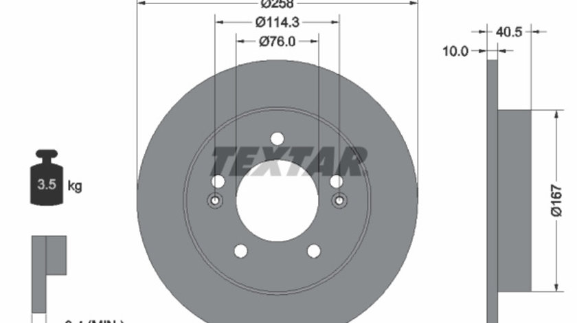 Disc frana puntea spate (92226103 TEXTAR) HYUNDAI,KIA