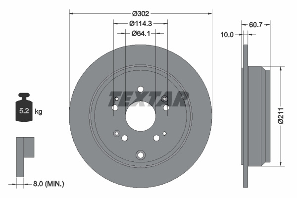 Disc frana puntea spate (92227203 TEXTAR) HONDA