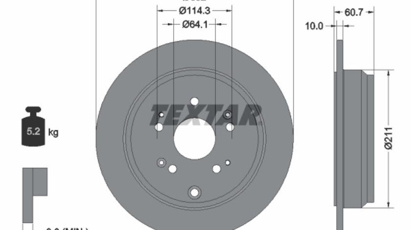 Disc frana puntea spate (92227203 TEXTAR) HONDA