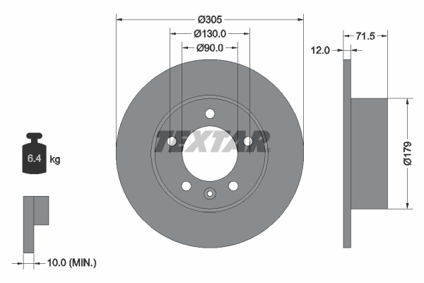 Disc frana puntea spate (92228700 TEXTAR) NISSAN,OPEL,RENAULT,VAUXHALL
