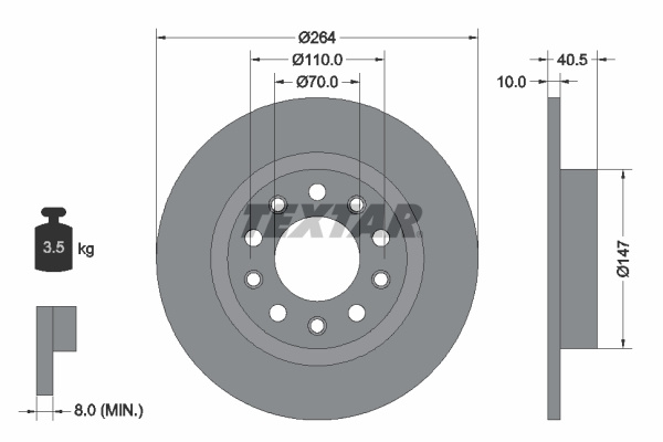 Disc frana puntea spate (92230203 TEXTAR) ALFA ROMEO,DODGE,FIAT (GAC)