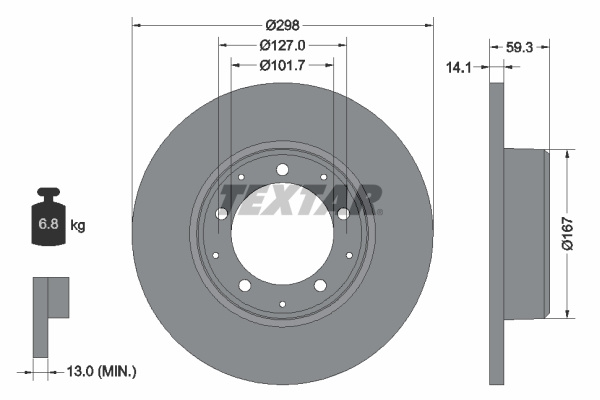 Disc frana puntea spate (92230503 TEXTAR) LAND ROVER