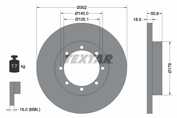 Disc frana puntea spate (92230803 TEXTAR) NISSAN,OPEL,RENAULT,VAUXHALL