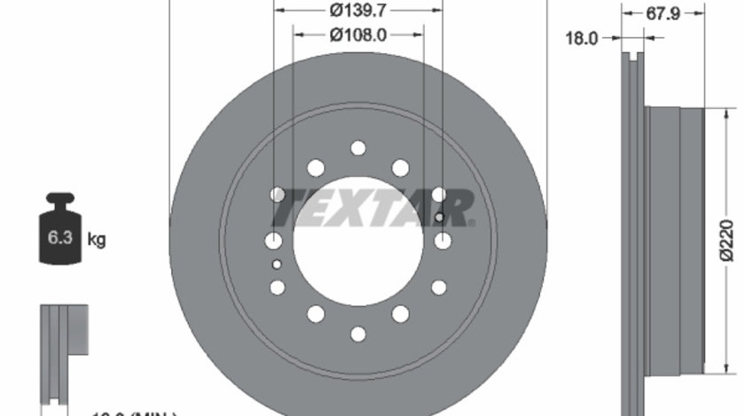 Disc frana puntea spate (92231003 TEXTAR) CHANGAN,LEXUS,TOYOTA,TOYOTA (FAW)