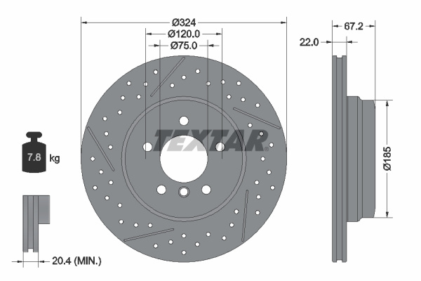 Disc frana puntea spate (92231203 TEXTAR) BMW