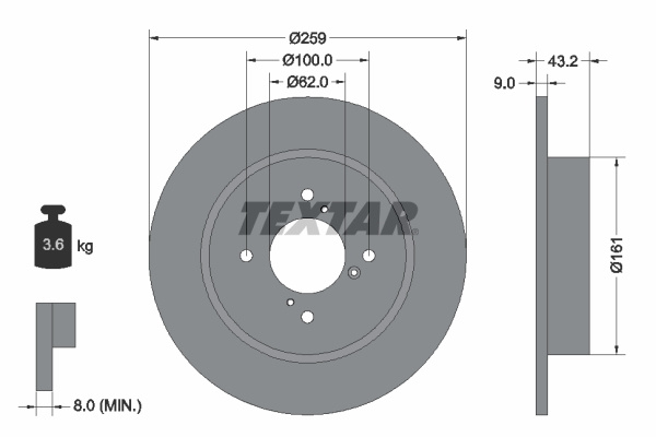 Disc frana puntea spate (92231403 TEXTAR) SUZUKI