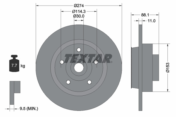 Disc frana puntea spate (92232603 TEXTAR) RENAULT,SAMSUNG