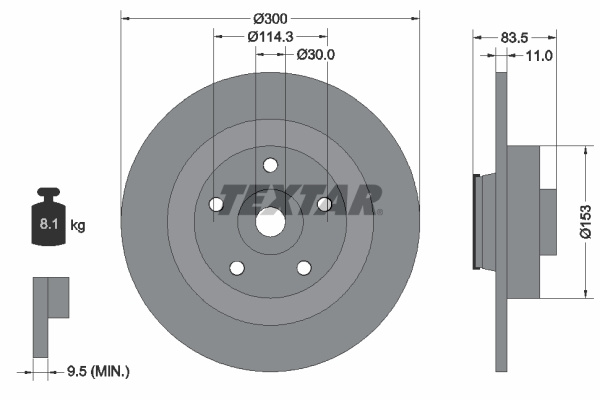 Disc frana puntea spate (92233103 TEXTAR) RENAULT,SAMSUNG