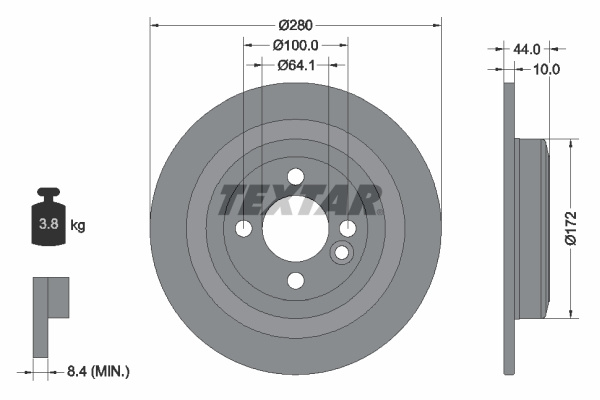 Disc frana puntea spate (92234003 TEXTAR) MINI