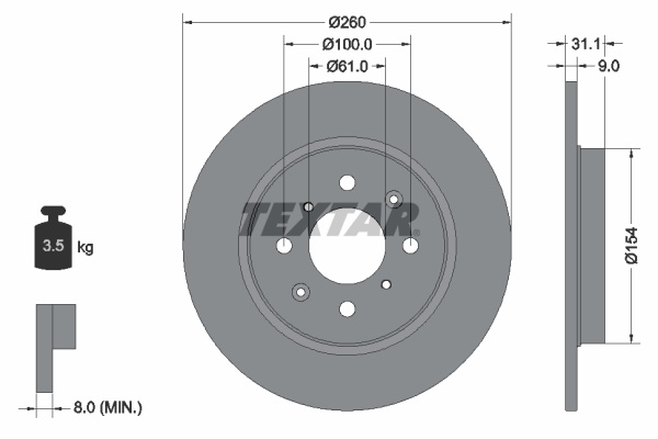 Disc frana puntea spate (92234203 TEXTAR) HONDA