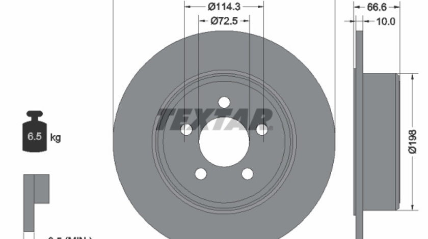 Disc frana puntea spate (92234803 TEXTAR) CHRYSLER,DODGE