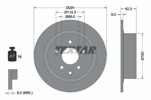 Disc frana puntea spate (92237103 TEXTAR) HAIMA (FAW),INFINITI,NISSAN,NISSAN (DFAC),SAMSUNG,SUZUKI,V...