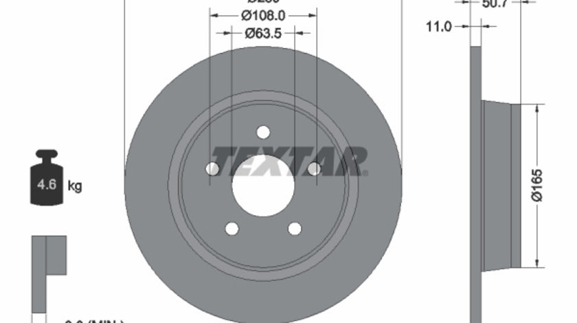 Disc frana puntea spate (92238903 TEXTAR) FORD,FORD (CHANGAN),FORD AUSTRALIA