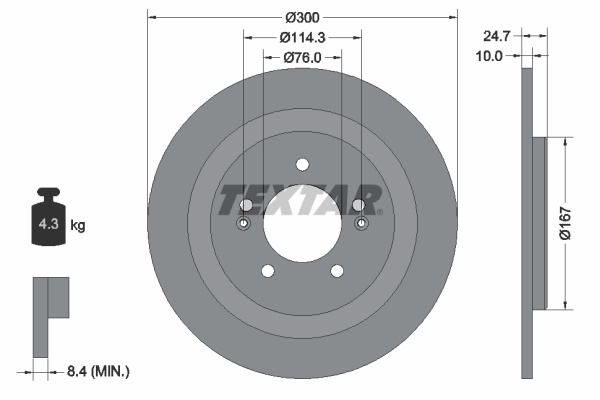 Disc frana puntea spate (92239203 TEXTAR) HYUNDAI