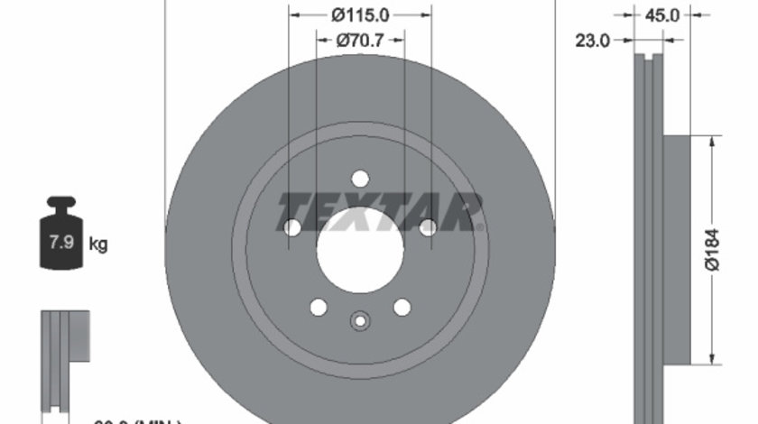 Disc frana puntea spate (92239803 TEXTAR) OPEL,VAUXHALL