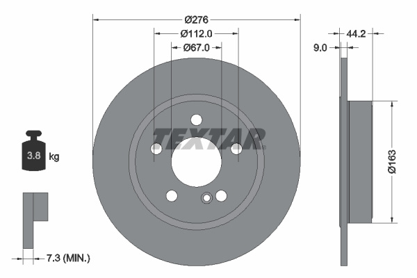 Disc frana puntea spate (92241303 TEXTAR) MERCEDES-BENZ