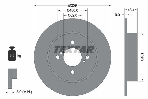 Disc frana puntea spate (92242303 TEXTAR) SUZUKI