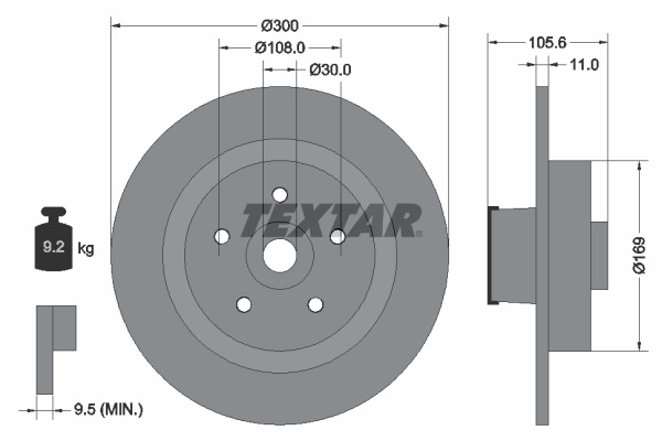 Disc frana puntea spate (92252903 TEXTAR) RENAULT