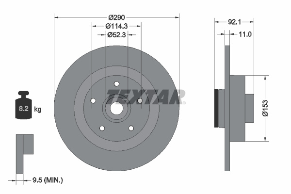 Disc frana puntea spate (92254103 TEXTAR) RENAULT