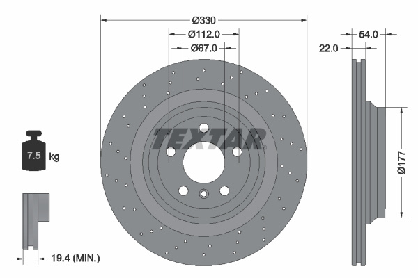 Disc frana puntea spate (92254505 TEXTAR) MERCEDES-BENZ