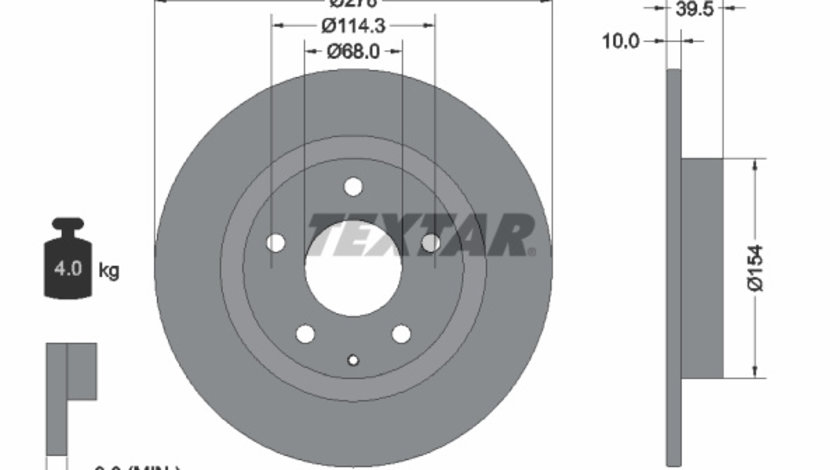 Disc frana puntea spate (92254703 TEXTAR) MAZDA,MAZDA (FAW)