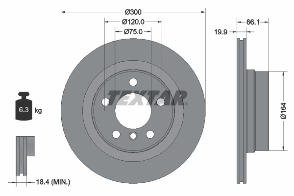 Disc frana puntea spate (92257203 TEXTAR) BMW,BMW (BRILLIANCE)