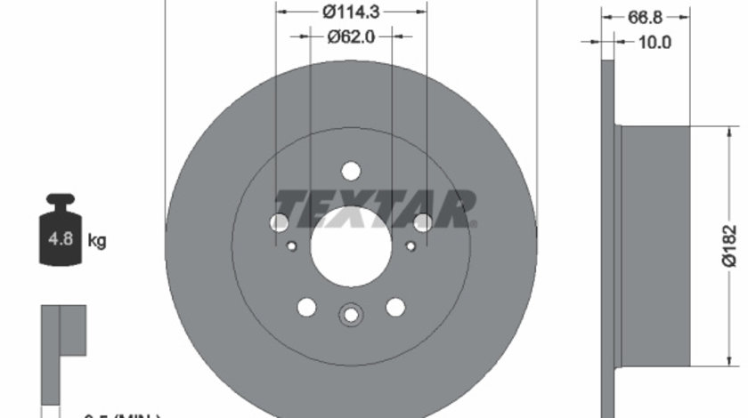 Disc frana puntea spate (92257803 TEXTAR) DAIHATSU,HAWTAI,LEXUS,TOYOTA,TOYOTA (GAC)