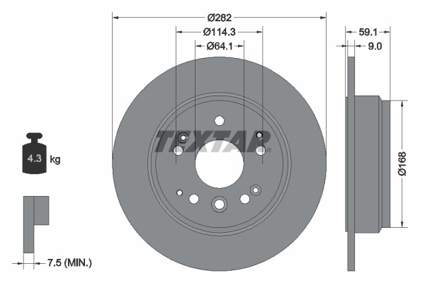 Disc frana puntea spate (92261703 TEXTAR) ACURA,HONDA