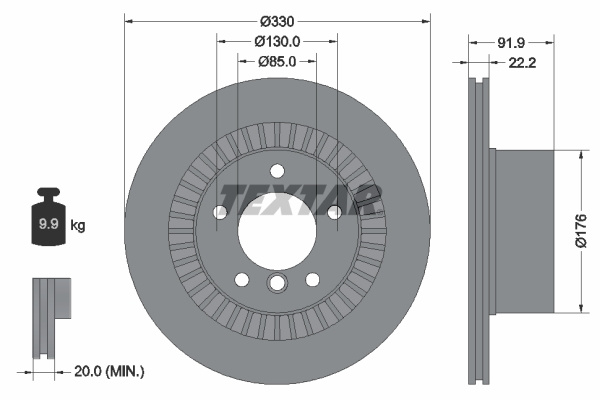 Disc frana puntea spate (92261903 TEXTAR) MERCEDES-BENZ
