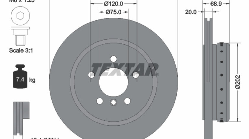 Disc frana puntea spate (92265925 TEXTAR) BMW,BMW (BRILLIANCE)